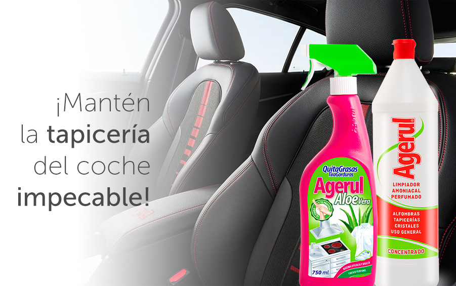 limpiar la tapicería del coche con Agerul El amoniaco y el quitagrasas ayudan a limpiar la tapicería del coche