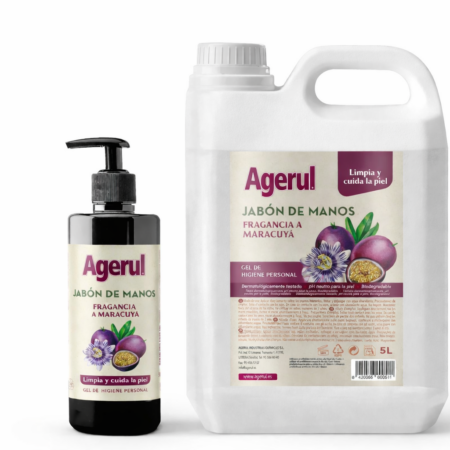 Pack Refill Jabón de Manos Maracuyá Agerul – Dosificador 300ml + envase refill 5 L